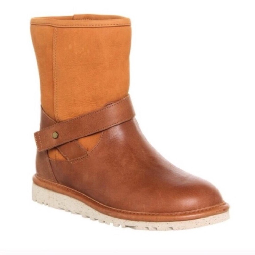 UGG Women's Anali Chestnut‎ Size 7 US Leather Winter Boots Brown Pull On